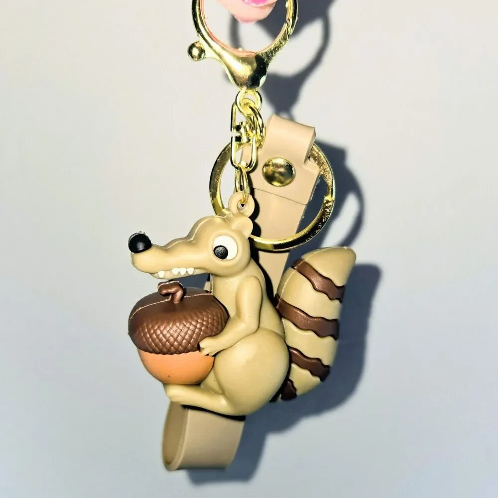 ICE AGE Scrat The Squirrel with Acorn Keychain & Wristlet Strap in Silicone NEW